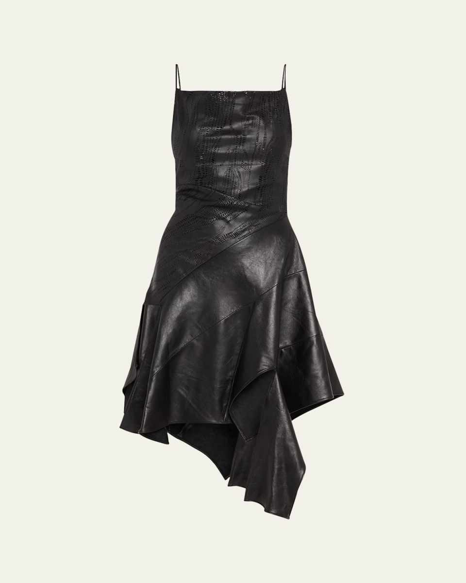 Asymmetric Leather Dress
